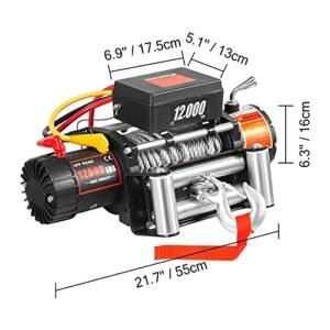 12000 lb. IP 66 Weather Resistant Off-Road Vehicle Electric Winch with Automatic Load-Holding Brake