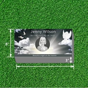 Absolute Granite Cemetery Grave Marker Headstone, 100% Monument Grade Black Granite Custom Engraved Memorial Stone with Design Option,Flat Gravestone 3 Inches Thickness (16X8X3...