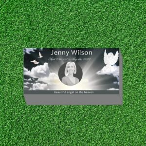 Absolute Granite Cemetery Grave Marker Headstone, 100% Monument Grade Black Granite Custom Engraved Memorial Stone with Design Option,Flat Gravestone 3 Inches Thickness (16X8X3...
