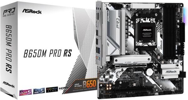 Asrock B650M Pro RS AMD Socket AM5 Ryzen 7000/8000/9000 Series DDR5 7200+ (OC) MHz 256GB M.2 Key E for WiFi SATA3 6.0 Gb/s Micro ATX Motherboard 2.5G LAN BIOS Flashback