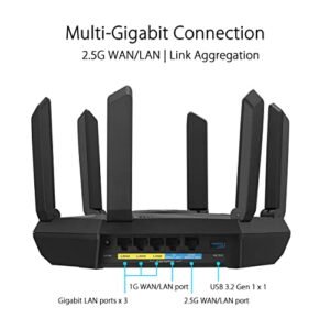 ASUS RT-AXE7800 Tri-band WiFi 6E (802.11ax) Router, 6GHz Band, ASUS Safe Browsing, Upgraded Network Security, Instant Guard, Built-in VPN Features, Parental Controls, 2.5G Port,...