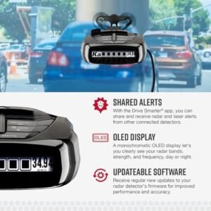 Cobra RAD 480i Laser Radar Detector – Long Range Detection, Bluetooth, Apple CarPlay and Android Auto Compatible, LaserEye Front and Rear Detection, Digital Signal Processing,...
