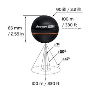 Deeper PRO+ 2 Sonar - Portable Fish Finder and Depth Finder for Kayaks, Boats and Ice Fishing with GPS Enabled | Castable Deeper Sonar with Free User Friendly App