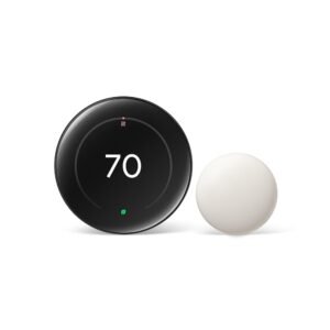Google Nest Learning Thermostat (4th Gen, 2024) with Nest Temperature Sensor - Energy Saving Smart Thermostat - Works with Alexa, Apple HomeKit and Google Home App - Polished...