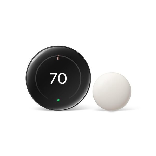 Google Nest Learning Thermostat (4th Gen, 2024) with Nest Temperature Sensor - Energy Saving Smart Thermostat - Works with Alexa, Apple HomeKit and Google Home App - Polished...