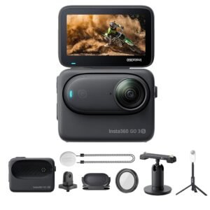 Insta360 GO 3S (Black) 128GB Tiny Mighty 4K Action Vlogging Camera, Portable, Mount Anywhere, Waterproof, Stabilization, Hands-Free POV, + Action Pod and Wearable Accessories +...