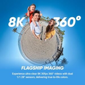 Insta360 X5 - Waterproof 8K 360° Action Camera, Leading Low Light, Invisible Selfie Stick Effect, Rugged and Replaceable Lens, 3-Hour Battery, Built-in Wind Guard,...
