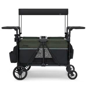 Jeep Aries Stroller Wagon by Delta Children Premium Wagon for 2 Kids with Convertible Seats, Adjustable Push/Pull Handles, Removable Canopy & Flat Fold - Greenguard Gold...
