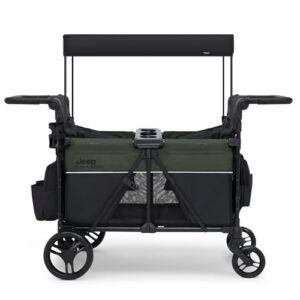 Jeep Aries Stroller Wagon by Delta Children Premium Wagon for 2 Kids with Convertible Seats, Adjustable Push/Pull Handles, Removable Canopy & Flat Fold - Greenguard Gold...