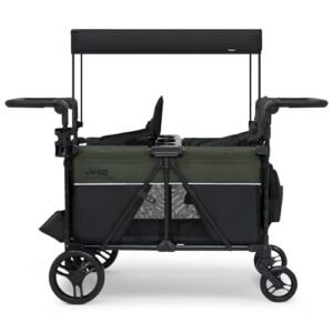 Jeep Aries Stroller Wagon by Delta Children Premium Wagon for 2 Kids with Convertible Seats, Adjustable Push/Pull Handles, Removable Canopy & Flat Fold - Greenguard Gold...