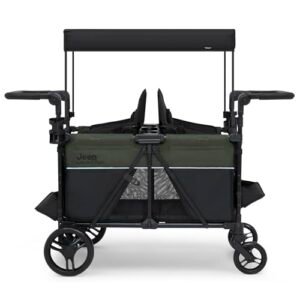 Jeep Aries Stroller Wagon by Delta Children Premium Wagon for 2 Kids with Convertible Seats, Adjustable Push/Pull Handles, Removable Canopy & Flat Fold - Greenguard Gold...