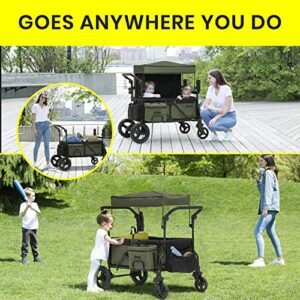 Jeep Deluxe Wrangler Stroller Wagon with Cooler Bag and Parent Organizer by Delta Children, Black/Green