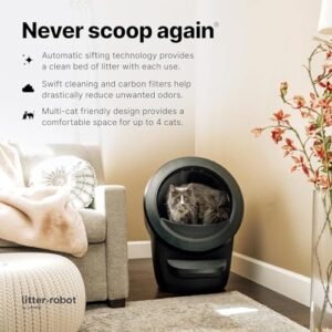 Litter-Robot 4 Supply & Accessory Bundle by Whisker, Black- Automatic Self-Cleaning Cat Litter Box, Includes Litter-Robot 4, Ramp, Mat, 3 OdorTrap Packs, 10 Liners, 30 Wipes, &...