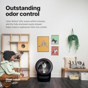 Litter-Robot 4 Supply & Accessory Bundle by Whisker, Black- Automatic Self-Cleaning Cat Litter Box, Includes Litter-Robot 4, Ramp, Mat, 3 OdorTrap Packs, 10 Liners, 30 Wipes, &...