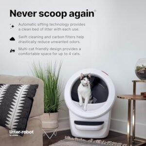 Litter-Robot 4 Supply & Accessory Bundle by Whisker, White- Automatic Self-Cleaning Cat Litter Box, Includes Litter-Robot 4, Ramp, Mat, 3 OdorTrap Packs, 10 Liners, 30 Wipes, &...