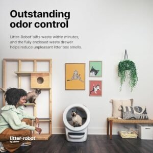 Litter-Robot 4 Supply & Accessory Bundle by Whisker, White- Automatic Self-Cleaning Cat Litter Box, Includes Litter-Robot 4, Ramp, Mat, 3 OdorTrap Packs, 10 Liners, 30 Wipes, &...