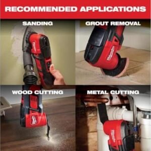 Milwaukee 2626-20 M18 18V Lithium Ion Cordless 18,000 OPM Orbiting Multi Tool with Woodcutting Blades and Sanding Pad with Sheets Included (Battery Not Included, Power Tool Only)