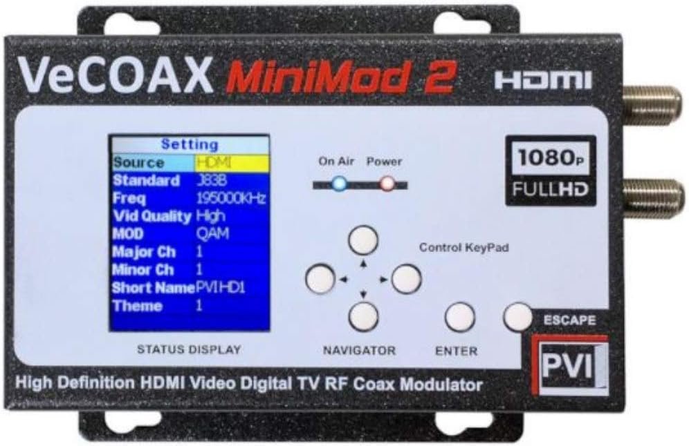 MINIMOD 2 Vecoax | HDMI to Coax Modulator to distribute Your hdmi Video Sources to All TVs as HD Channels Over existing tv Coax Cables