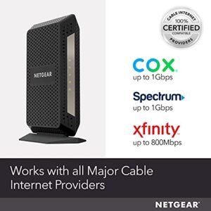 NETGEAR CM1000-100NAS DOCSIS 3.1 Gigabit Cable Modem. Max download speeds of 1.0 Gbps, For XFINITY by Comcast and Cox. Compatible with Gig-Speed from Xfinity (CM1000)
