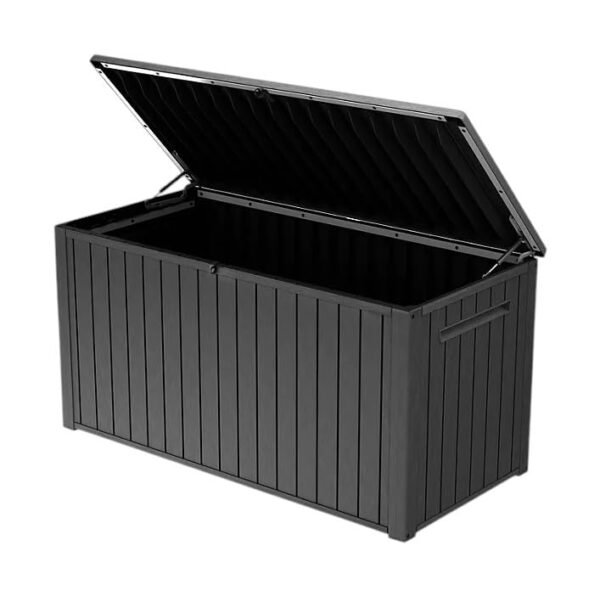 Outdoor/Indoor Storage Deck Box, 170 Gallon Capacity, Weather-Resistant Resin, Graphite
