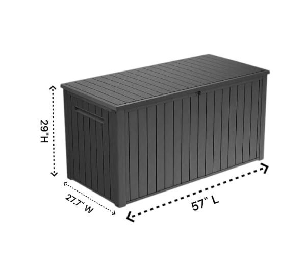 Outdoor/Indoor Storage Deck Box, 170 Gallon Capacity, Weather-Resistant Resin, Graphite