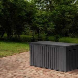 Outdoor/Indoor Storage Deck Box, 170 Gallon Capacity, Weather-Resistant Resin, Graphite