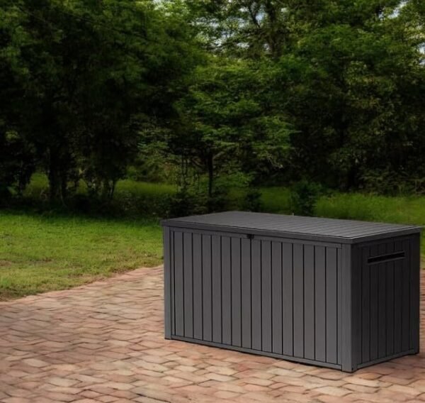Outdoor/Indoor Storage Deck Box, 170 Gallon Capacity, Weather-Resistant Resin, Graphite