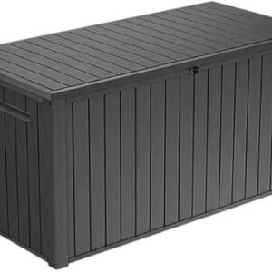Outdoor/Indoor Storage Deck Box, 170 Gallon Capacity, Weather-Resistant Resin, Graphite