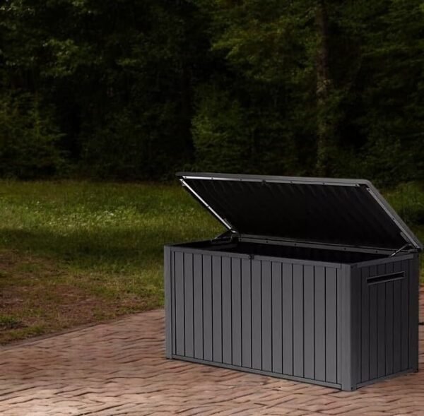 Outdoor/Indoor Storage Deck Box, 170 Gallon Capacity, Weather-Resistant Resin, Graphite