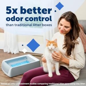 PetSafe ScoopFree Crystal Pro Self-Cleaning Cat Litter Box – Electric, Hands-Free Self-Scooping with Disposable Crystal Trays, Odor Control, Includes Hood, Gray