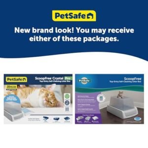 PetSafe ScoopFree Crystal Pro Self-Cleaning Cat Litter Box – Electric, Hands-Free Self-Scooping with Disposable Crystal Trays, Odor Control, Includes Hood, Gray