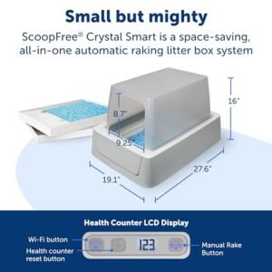 PetSafe ScoopFree Crystal Smart Front-Entry Self-Cleaning Cat Litter Box - WiFi (2.4 GHz) & App Enabled - Hands-Free Cleanup - Less Tracking, Superior Odor Control - Includes...