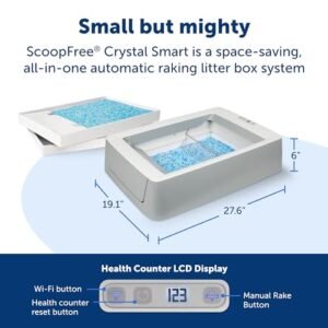 PetSafe ScoopFree Crystal Smart Self-Cleaning Cat Litter Box - WiFi (2.4 GHz) & App Enabled - Hands-Free Cleanup - Less Tracking, Superior Odor Control - Includes Disposable...