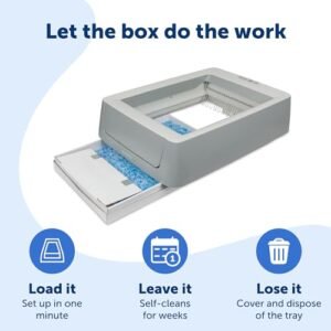 PetSafe ScoopFree Crystal Smart Self-Cleaning Cat Litter Box - WiFi (2.4 GHz) & App Enabled - Hands-Free Cleanup - Less Tracking, Superior Odor Control - Includes Disposable...
