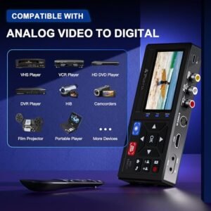 Portta VHS to Digital Converter, Video to Digital Recorder with Remote, Compatible with VHS, VCR, DVR, DVD, Hi8, Mini DV Players, Camcorder, Gaming Consoles (VHS/Tapes/DVD...