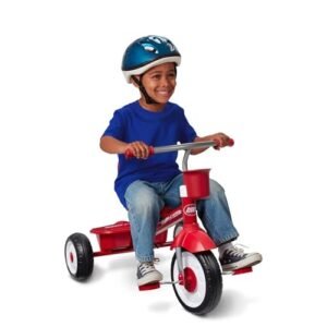 Radio Flyer Stroller Tricycle, EZ Fold 4-in-1 Stroll 'N Trike for Infant & Toddler, Red