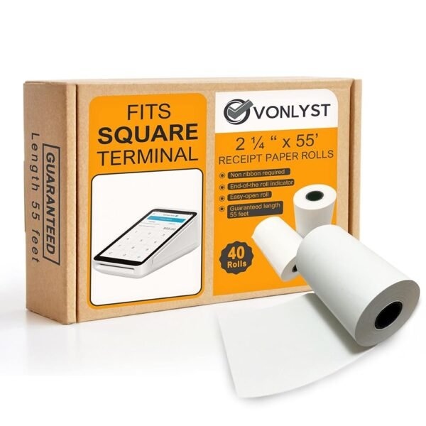 Receipt Paper Roll for Square Terminal Credit Card Machine (40 rolls)