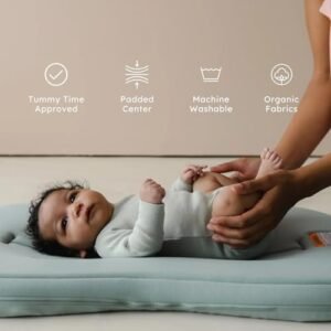 Snuggle Me® Baby Lounger Curve (0-6 Months) - Premium Organic Cotton with Foam Core, Machine-Washable Cover, Buttery-Soft & Breathable Infant Lounger with Travel Bag - Slate