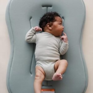 Snuggle Me® Baby Lounger Curve (0-6 Months) - Premium Organic Cotton with Foam Core, Machine-Washable Cover, Buttery-Soft & Breathable Infant Lounger with Travel Bag - Slate
