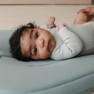 Snuggle Me® Baby Lounger Curve (0-6 Months) - Premium Organic Cotton with Foam Core, Machine-Washable Cover, Buttery-Soft & Breathable Infant Lounger with Travel Bag - Slate