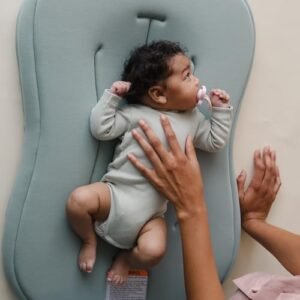 Snuggle Me® Baby Lounger Curve (0-6 Months) - Premium Organic Cotton with Foam Core, Machine-Washable Cover, Buttery-Soft & Breathable Infant Lounger with Travel Bag - Slate