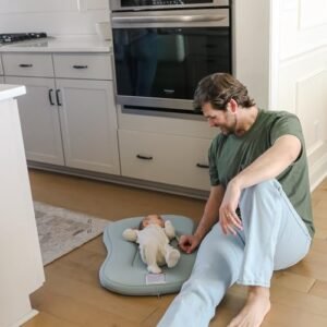 Snuggle Me® Baby Lounger Curve (0-6 Months) - Premium Organic Cotton with Foam Core, Machine-Washable Cover, Buttery-Soft & Breathable Infant Lounger with Travel Bag - Slate