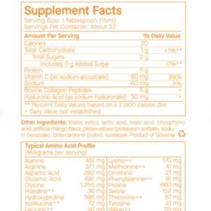 SpoiledChild Collagen Peptides + Vitamin C + Hyaluronic Acid Liquid Collagen Mango Flavor 400 ml (13.5 Fl oz)