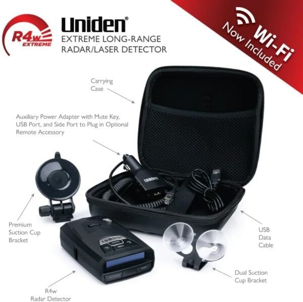 Uniden R4W (New Model) Extreme Long-Range Laser/Radar Detector, Record Shattering Performance, 360° Awareness, Built-in GPS, Wi-Fi, Bluetooth, Voice Alerts, Red Light & Speed...