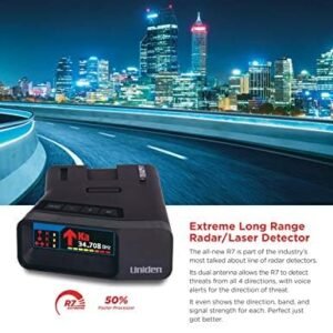 Uniden R7 EXTREME LONG RANGE Laser/Radar Detector, Built-in GPS, Real-Time Alerts, Dual-Antennas Front & Rear w/Directional Arrows, Voice Alerts, Red Light and Speed Camera Alerts