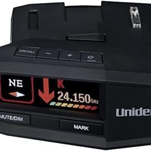 UNIDEN R8 Extreme Long-Range Radar/Laser Detector, Dual-Antennas Front & Rear Detection w/Directional Arrows & RDA-HDWKT Smart Hardwire Kit with Mute/Mark Button, LED Alert &...