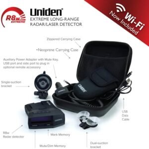 Uniden R8W (New Model) Extreme Long Range Laser/Radar Detector, 360° Awareness, Directional Arrows, Wi-Fi, Bluetooth, GPS, Real-Time Voice Alerts, Red Light & Speed Camera...