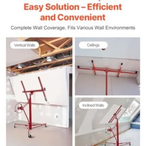 VEVOR Drywall Lift, 16ft Drywall Panel Hoist, Drywall Rolling Lifter of 150lb Load Capacity Lifting Tool, Steel Material with Telescopic Arm & 3 Lockable Wheels, 48 x 192 Inch...