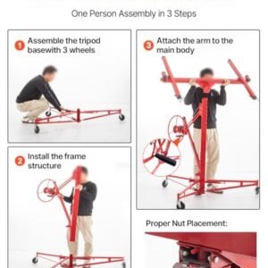 VEVOR Drywall Lift, 16ft Drywall Panel Hoist, Drywall Rolling Lifter of 150lb Load Capacity Lifting Tool, Steel Material with Telescopic Arm & 3 Lockable Wheels, 48 x 192 Inch...