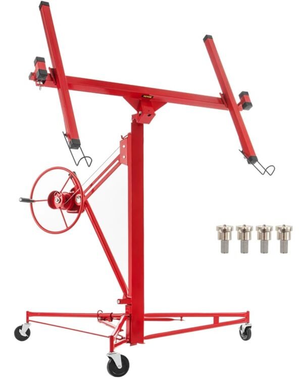 VEVOR Drywall Lift, 16ft Drywall Panel Hoist, Drywall Rolling Lifter of 150lb Load Capacity Lifting Tool, Steel Material with Telescopic Arm & 3 Lockable Wheels, 48 x 192 Inch...